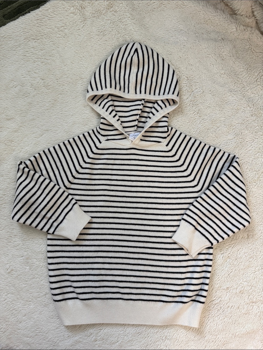 Zara Boys Stripe Hooded Knit Sweater - Black & Cream